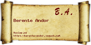 Berente Andor névjegykártya