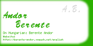 andor berente business card